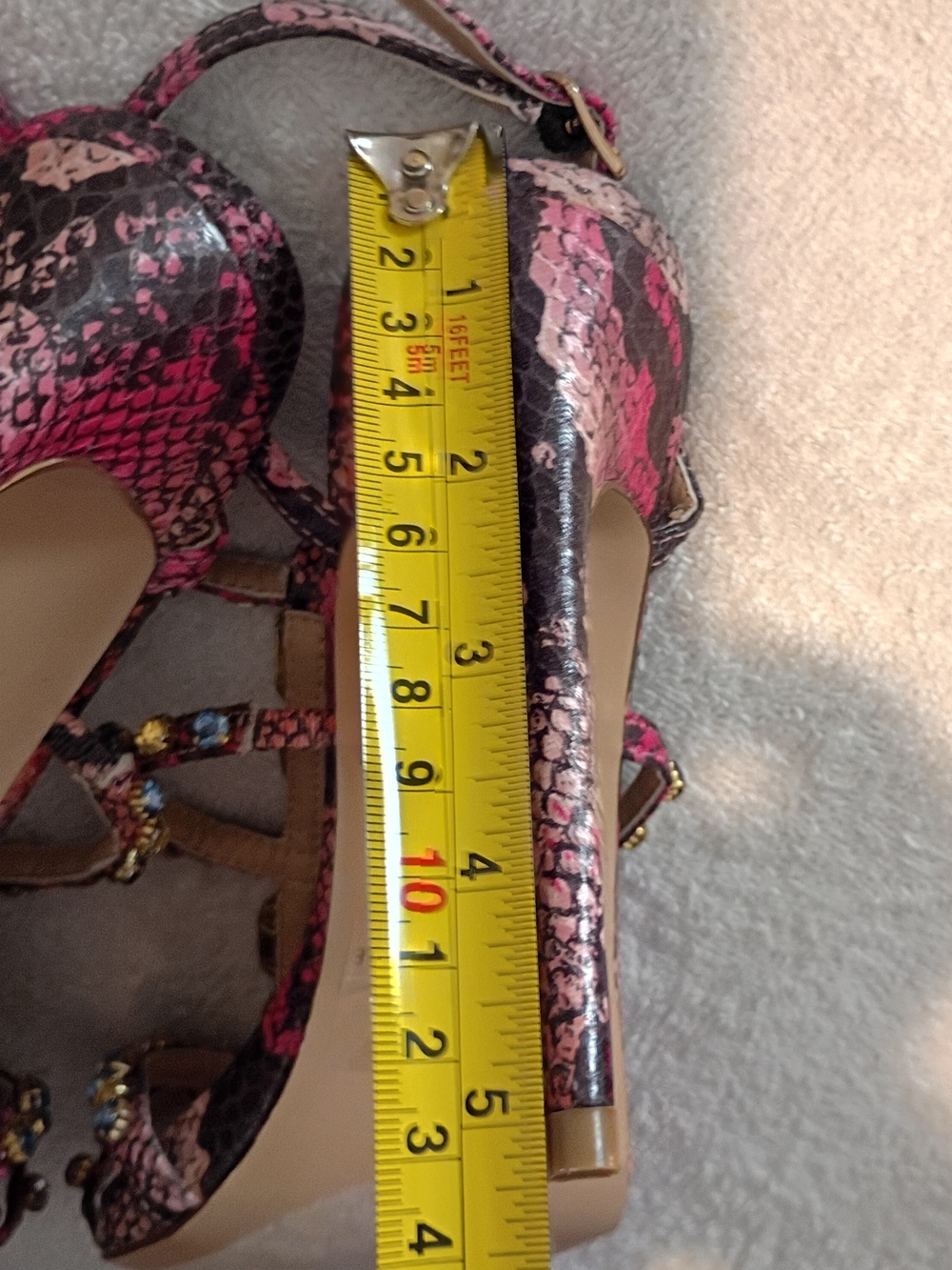 Steve Madden Women's 7.5 Pink Snakeskin Rhine Stone -Strappy Heels - Picture 7 of 10
